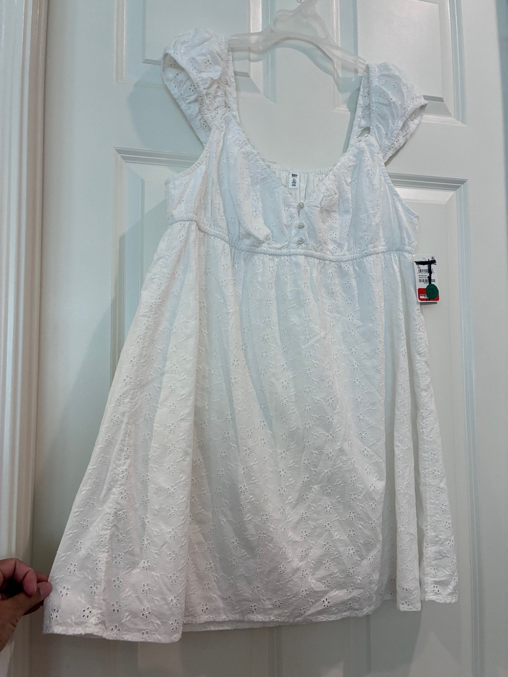 bp White Eyelet V-Neck Dress‎
